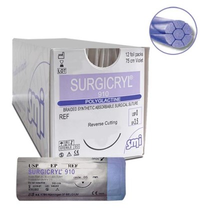 SURGICRYL 910 POLYGLACTINE 0 - 1/2 στρόγγ. 26mm απορ.